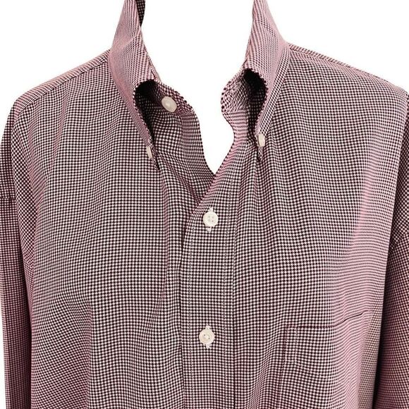 Jos A Bank Signature Houndstooth Shirt Wrinkle Free L/S Button Down, size XL - Picture 2 of 7